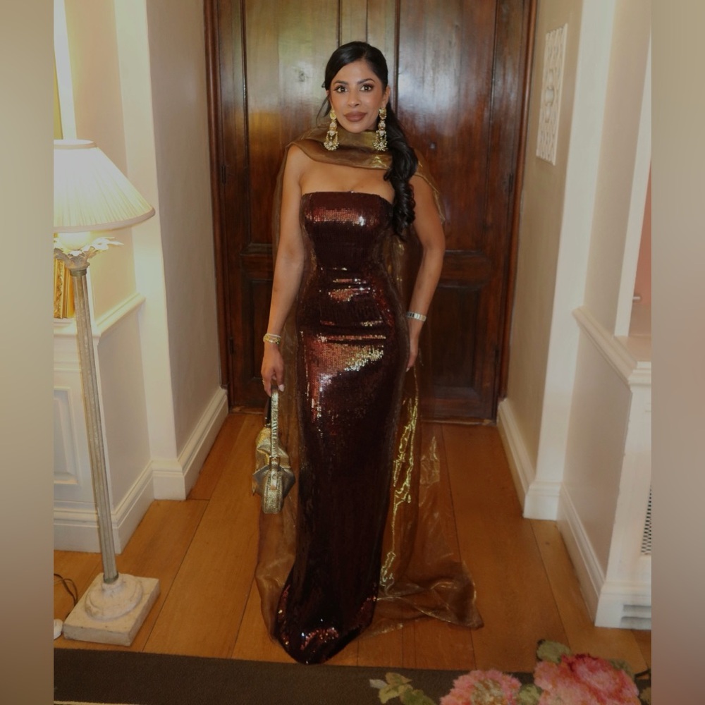 Retrofete Ember Sequin Gown Chocolate Brown - Picture 4 of 6